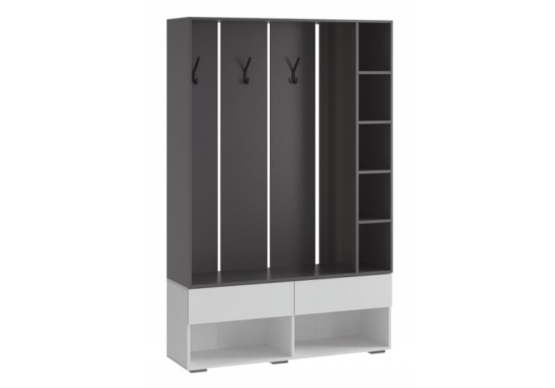 Прихожая Роут белый / графит (120x37,3x185,6). 