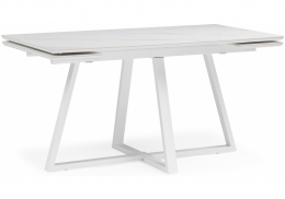 Керамический стол Памелла 140 (200) х 80 белый мрамор alpin white / snow white / белый (80x75)