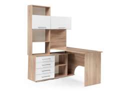 Компьютерный стол КСТ-14Л 140х123,5х182,8 левый дуб сонома / белый (123,5x182,8)